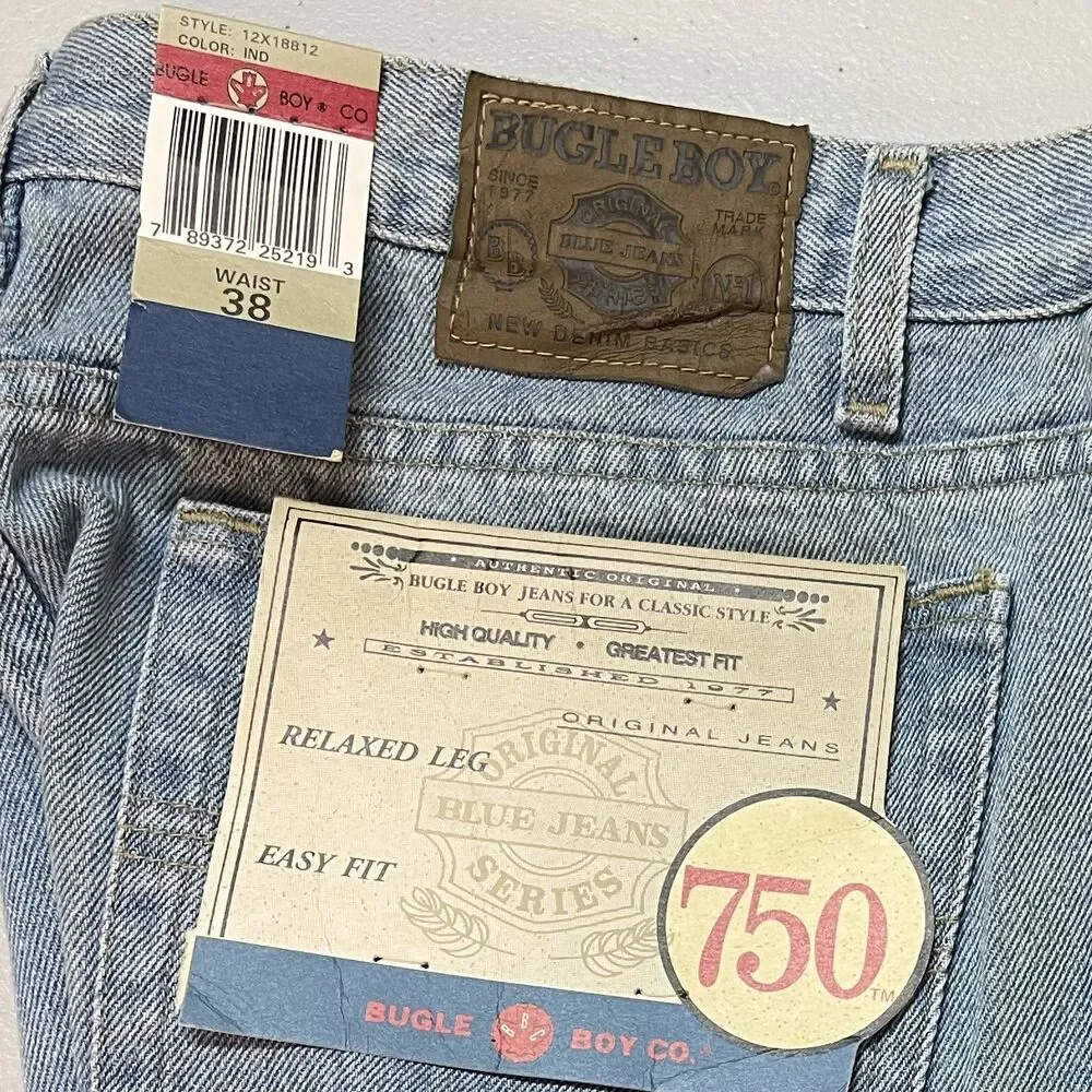 Vintage 90s Bugle Boy 750 Denim Jean Shorts Blue Light Wash Mens Size 38 Stained